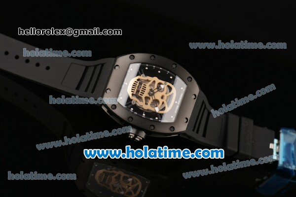 Richard Mille RM 52-01 Swiss ETA 2671 Automatic PVD Case with Black Rubber Bracelet White Markers and Skeleton Dial - 1:1 Original - Click Image to Close